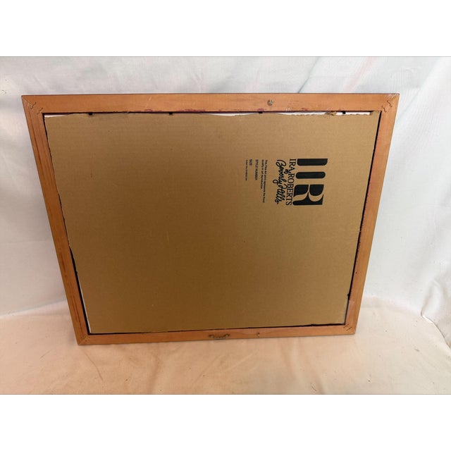 Framed fabric in excellent condition. Fabric depicts a big Egyptian statue with more Egyptian people and animals inside of...