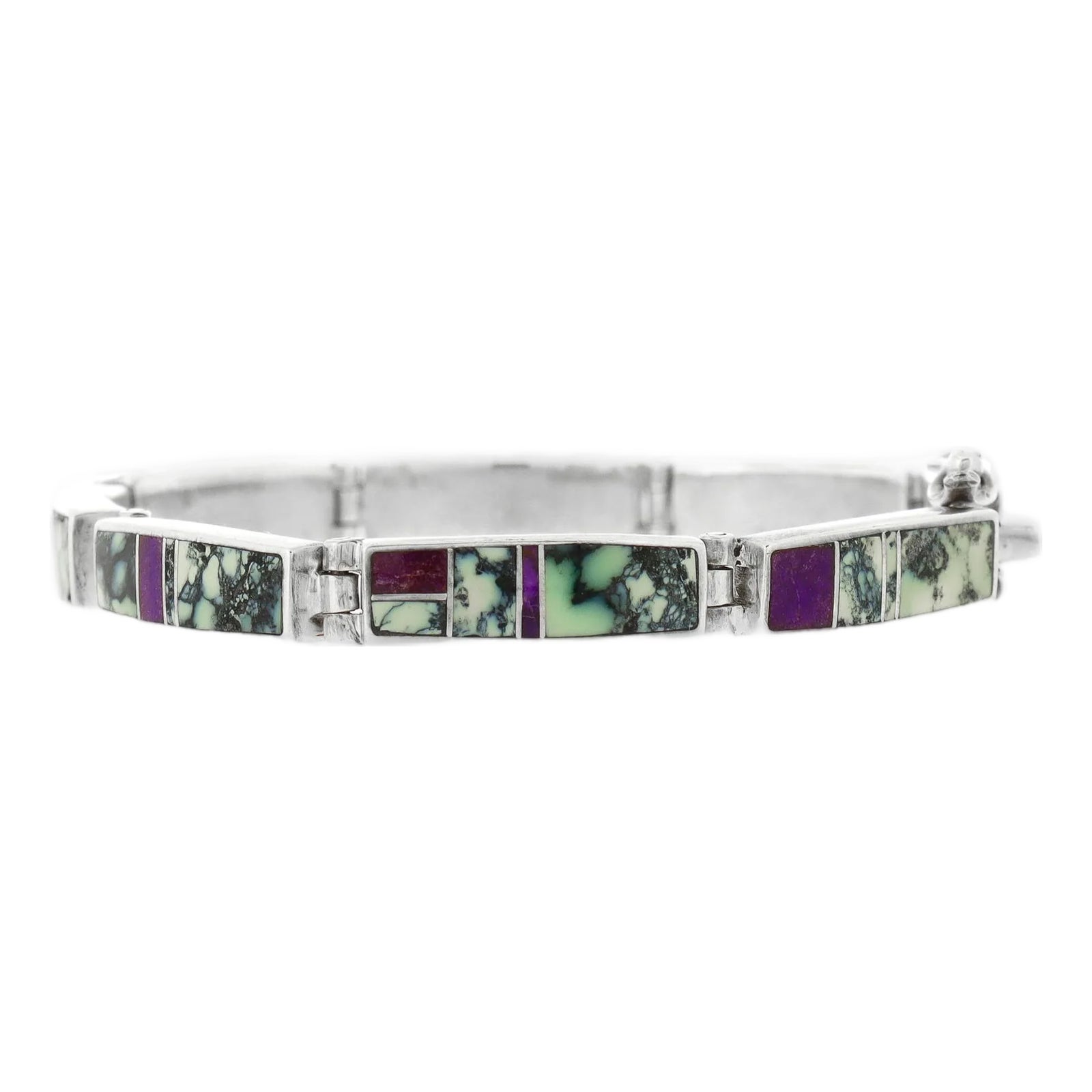 Signed Supersmith Inc. Sterling Silver, Turquoise & Sugilite Inlay Link ...