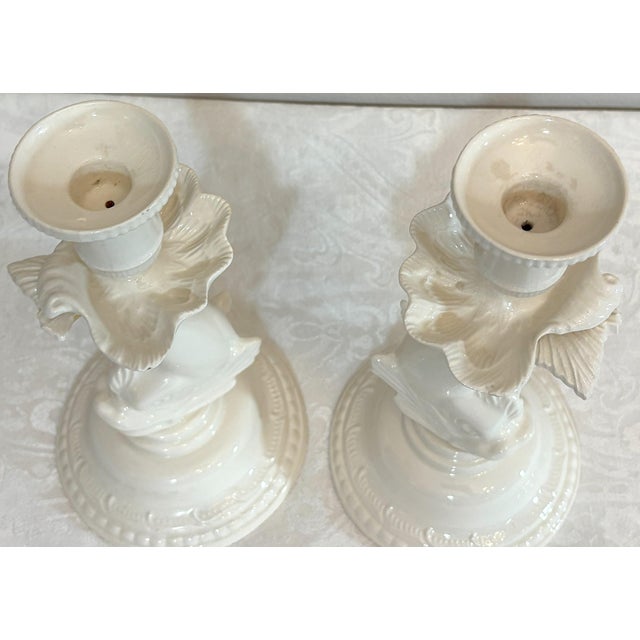 Vintage Porcelain Dolphin Candlesticks- A Pair For Sale In West Palm - Image 6 of 16