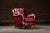 Late 20th Century Pair of Plush Leather Armchairs With Ottoman in Burgundy For Sale - Image 4 of 18