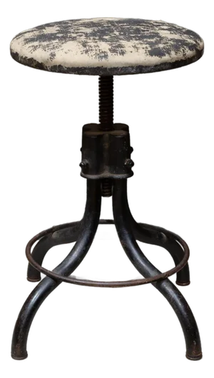 Depression Era Cast Iron Swivel Factory Stool c.1930