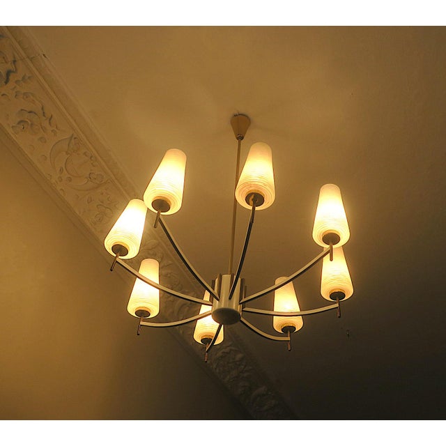 Italian Brass and Art Glass Chandelier, 1970s For Sale - Image 13 of 14
