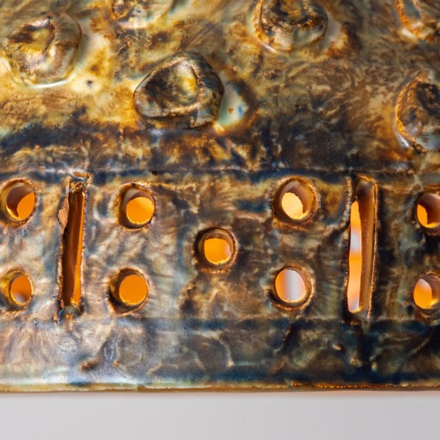 Ceramic Brown Green Ceramic Pendant Light, Denmark, 1970 For Sale - Image 7 of 18