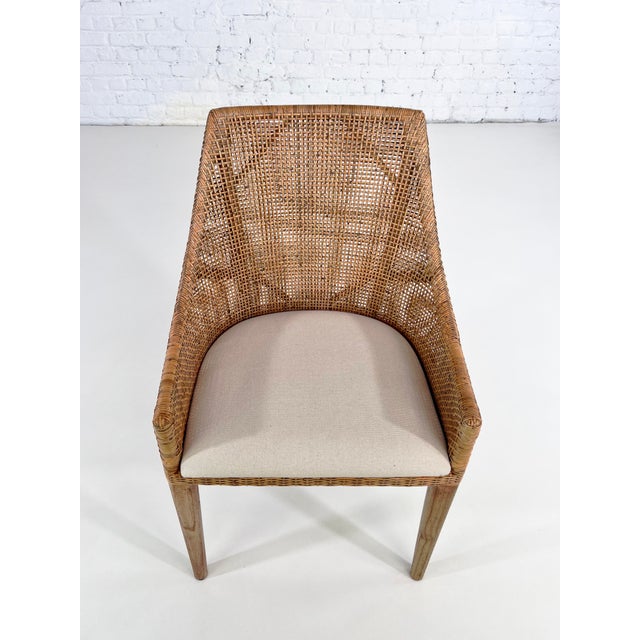 Beige Wood and Rattan Bar Stools, Set of 4 For Sale - Image 8 of 15