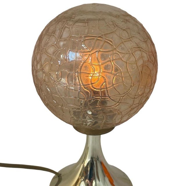 Late 20th Century Bedside Table Lamps with Gold Colored Base and Patterned Glass Shade from Briloner Leuchten, Germany, 1970s, Set of 2 For Sale - Image 5 of 9