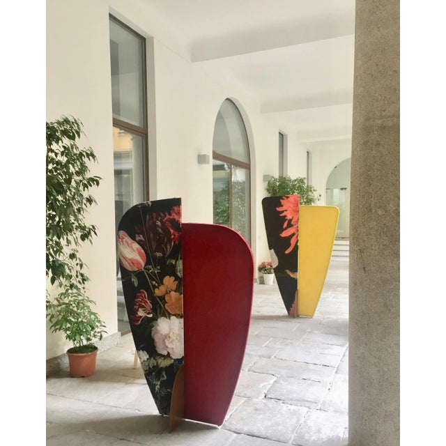 Kazimir Screen Type A in Yellow with Floral Pattern on Black by Julia Dodza for Colé For Sale - Image 4 of 11