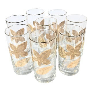 Mid Century 22kt Gold Leaf Tumblers- Set of Eight For Sale