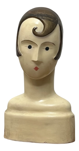 Art Deco Head Sculpture, 1920s, Papier Mache
