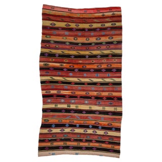 Vintage Kilim Striped Rug-6′8″ × 11′8″ For Sale