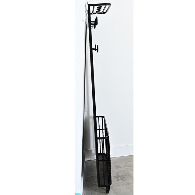 French Art Deco Wrought Iron Hall Tree with Mirror For Sale - Image 13 of 13