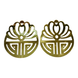 Pair of 2 Brass Asian Oriental Style Brass Trivets