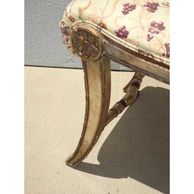 Silver Vintage French Country Floral Vanity Bench W Silver Gilt Base #2 For Sale - Image 8 of 12