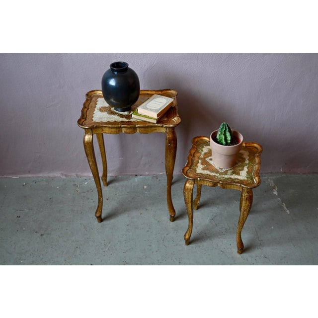Florentine Baroque Style Gilded Nesting Tables, 1950s, Set of 2 For Sale - Image 3 of 18