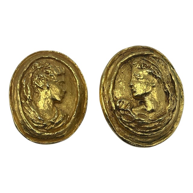 Christian Lacroix Greek Roman Cameo Clip-on Earrings For Sale