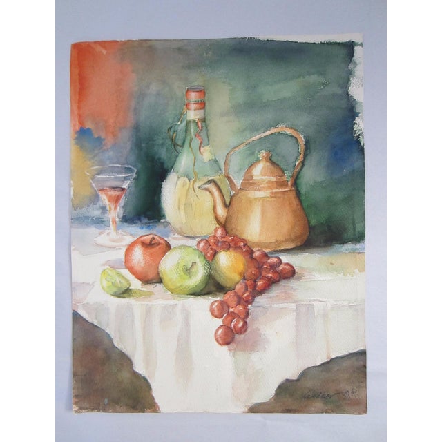 1960s Walker Still Life Mid Century Signed Watercolor Original Frame For Sale - Image 12 of 12