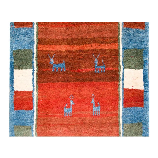 Tribal Mid 20th Century Vintage Persian Gabbeh Rug For Sale - Image 3 of 13