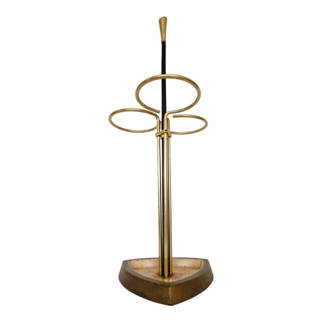 1960s Mid-Century Modern Brass Umbrella Stand For Sale