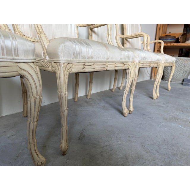 Vintage Century Furniture Serge Roche Style Faux Bois Palm Frond Arm Dining Chairs – Set of 4 For Sale - Image 4 of 12