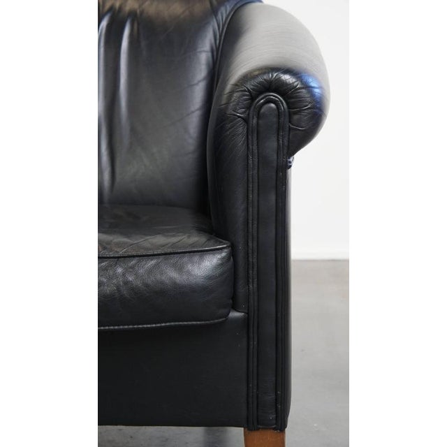 English Black Cowhide Club Chair For Sale - Image 9 of 12