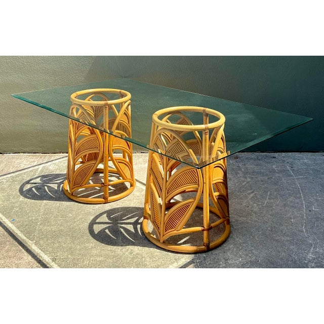 Vintage Split Reed Pedestal Dining Table For Sale - Image 11 of 12