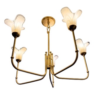 Hudson Valley Glass and Gold Leaf Chandelier For Sale