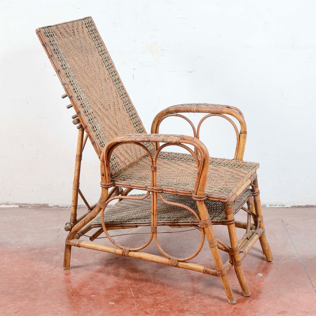 Art Nouveau Wicker and Bamboo Lounger, 1890s For Sale - Image 6 of 14