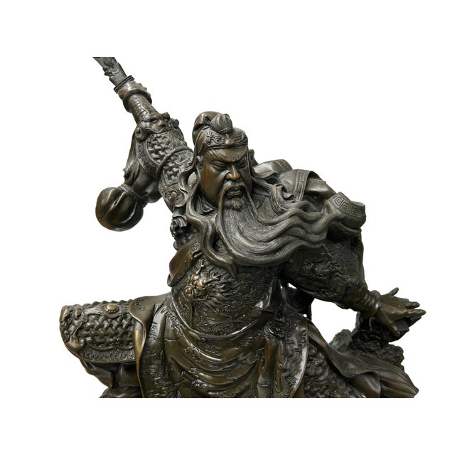 Chinese Metal Bronze General Quan Yu Holding Long Knife Statue For Sale - Image 18 of 18