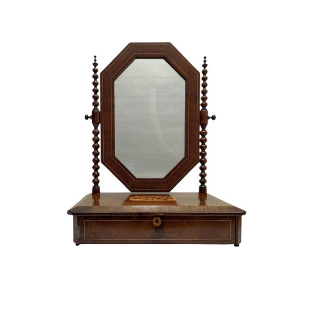 Antique Walnut Vanity Mirror or Dressing Table Mirror, 1900s For Sale - Image 4 of 9