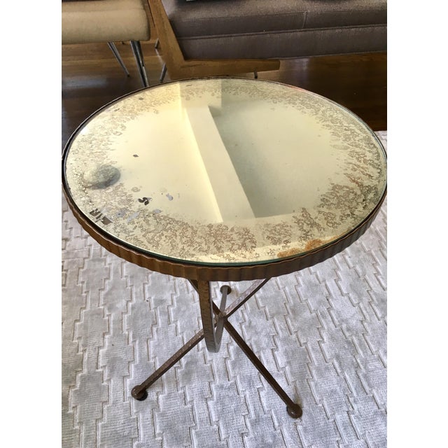 Crate & Barrel Jules Brass & Antique Mirror Accent Table Chairish