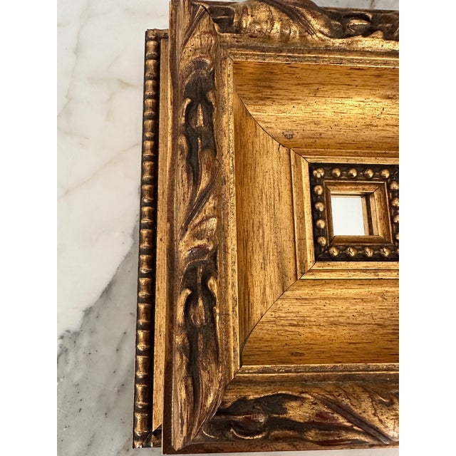 Wood Vintage Italian Petite Gold Leaf Over Wood Mirror For Sale - Image 7 of 14