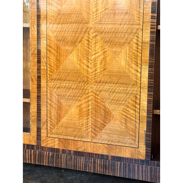 Brown Art Deco Bookcase or Display Cabinet With Parquetry Inlay by Heal's of London For Sale - Image 8 of 12