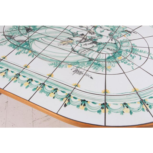 Vintage Sofa Table in Pine and Painted Tiles by Bjørn Wiinblad, 1970s For Sale - Image 6 of 8