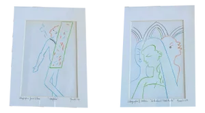 Jean Cocteau, Mourlot Paris Orphée & Chevaliers, 1957, Lithographs, Framed, Set of 2