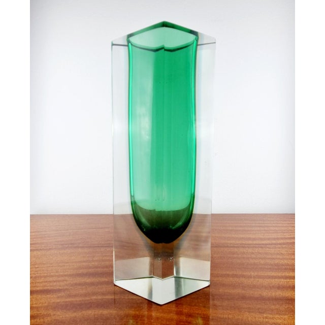 Green Murano Sommerso Glass Vase by Flavio Poli for Alessandro Mandruzzato, Italy, 1970s, in Very Good conditions....