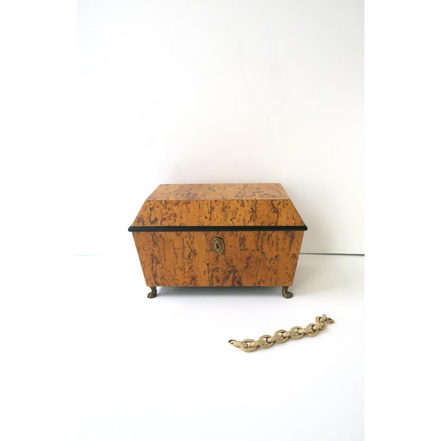 Neoclassical Neoclassical Empire Revival Style Box, Tiger Burl-Esque Lion Heads, Late 20th C For Sale - Image 3 of 15