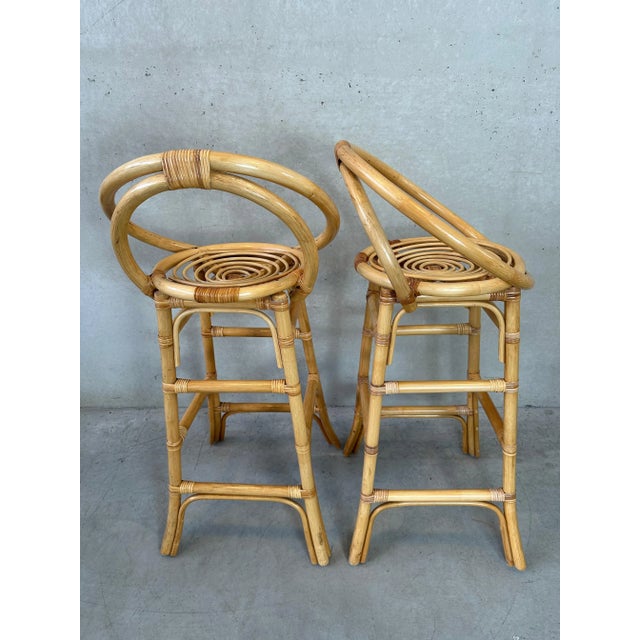 Set of Vintage Tiki Bar Stools in Bamboo For Sale - Image 4 of 10