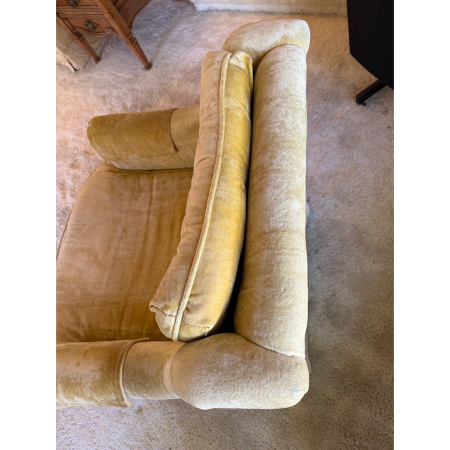 Yellow Vintage Mid-Century Retro "Shaw" of Charlotte Yellow Velvet Chairs For Sale - Image 8 of 8