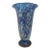 Donald Carlson Iridescent Blue Splatter Studio Art Glass Trumpet Vase For Sale