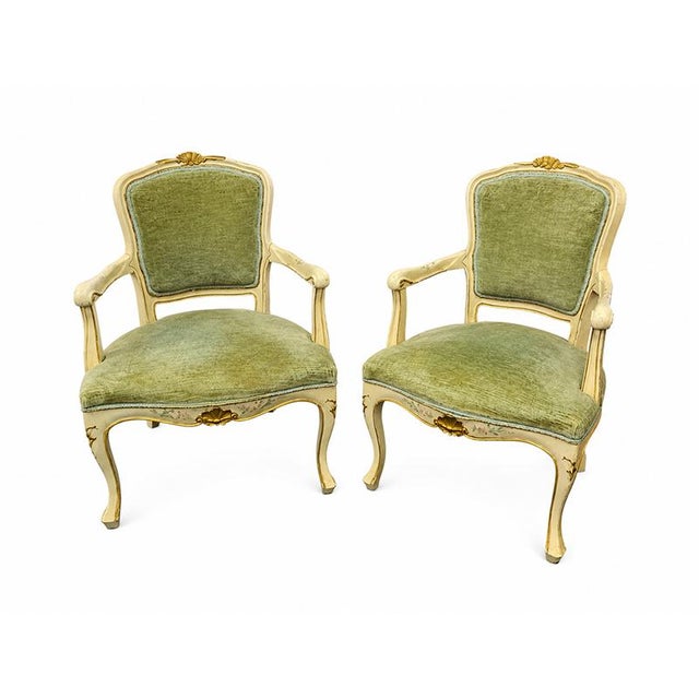 20th Century Louis XV Lacquered Armchairs, Set of 2 For Sale - Image 3 of 6