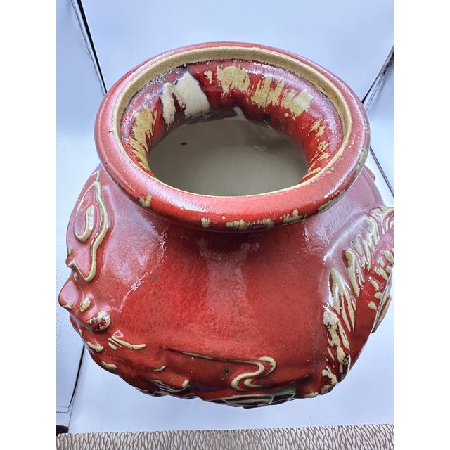 Chinese Vintage Sang De Boeuf Oxblood Glaze Ceramic Vase With Twin Dragons For Sale - Image 11 of 11