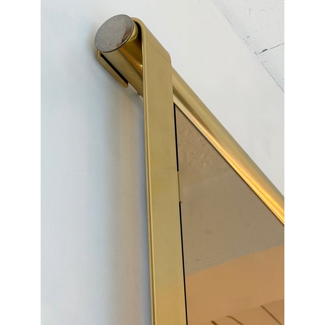 Large brass wall mirror by Luciano Frigerio. Nice Pink copper glass. Horizontal or vertical. Famous design like Romeo...