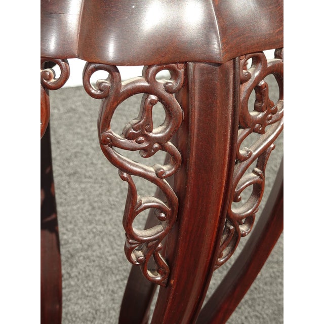 Vintage 20th Century Chinese Carved Wooden Side Table Plant Stand For Sale - Image 15 of 15