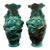 Mid 20th Century Pair of Turquoise Glazed Dragon and Phoenix Vases, 8.7" H For Sale