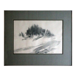 Robert E Woide Untitled Landscape Signed Original Watercolor Framed For Sale