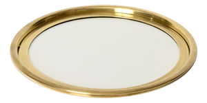 Brass and Crystal Round Serving Tray by Bellotto, Italy, 1970s