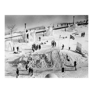 1987 Michigan Snow Sculpture Black & White Photograph