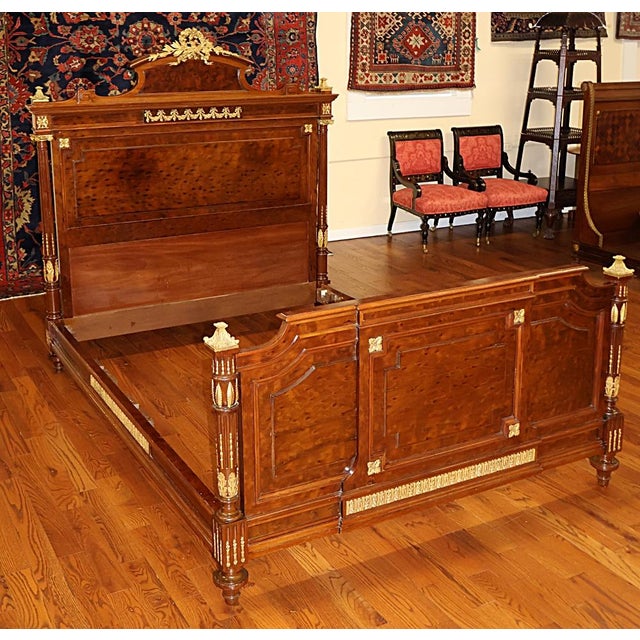 19th Century Bronze Mounted French Plum Pudding Acajou Mahogany Full Size Bed For Sale In New York - Image 6 of 10