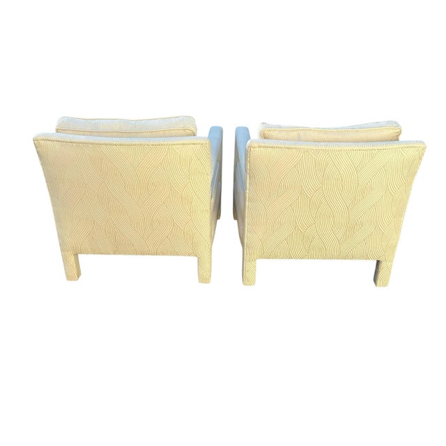 Vintage Upholstered Parsons Arm Chairs- A Pair For Sale - Image 4 of 10