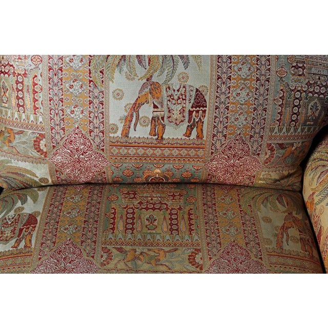 Tan Vintage Sofa With Bohemian Upholstery For Sale - Image 8 of 9