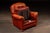 Mid 20th Century Vintage Tufted Leather Lounge Chair and Ottoman in Red For Sale - Image 5 of 12